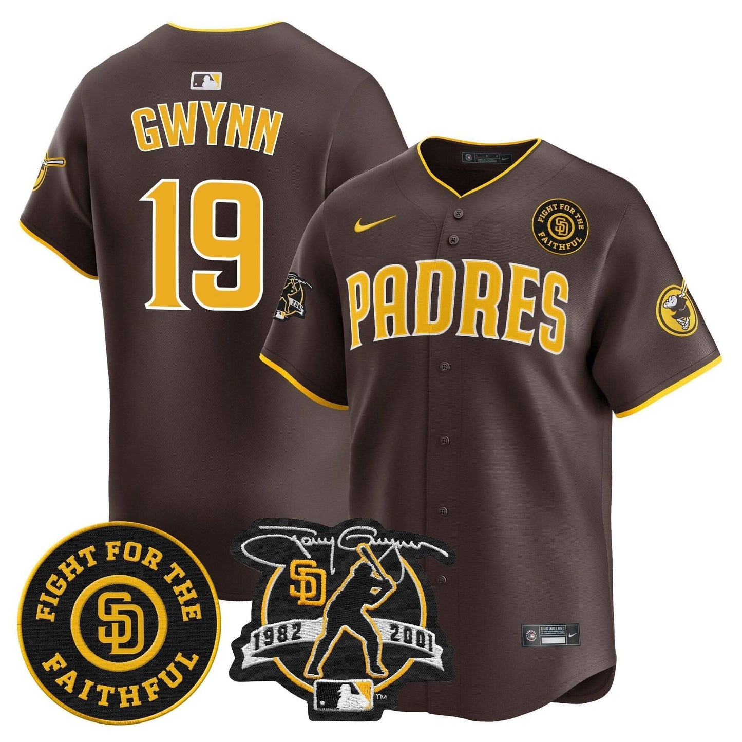 Padres Tony Gwynn & Faithful Patch Vapor Premier Limited Jersey – All Stitched