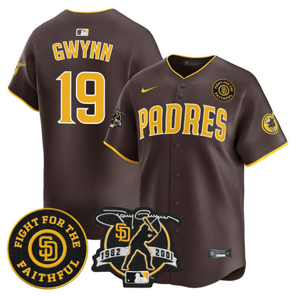 Padres Tony Gwynn & Faithful Patch Vapor Premier Limited Jersey – All Stitched