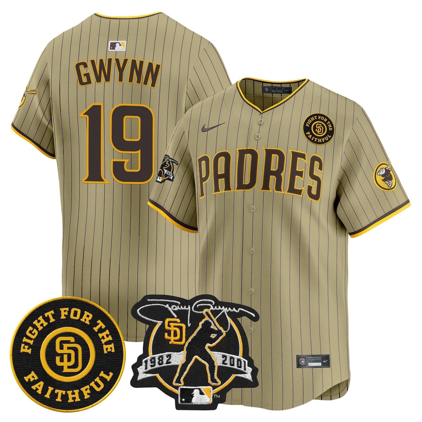 Padres Tony Gwynn & Faithful Patch Vapor Premier Limited Jersey – All Stitched