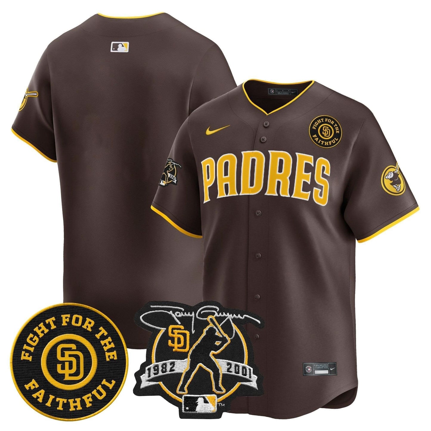 Padres Tony Gwynn & Faithful Patch Vapor Premier Limited Jersey – All Stitched