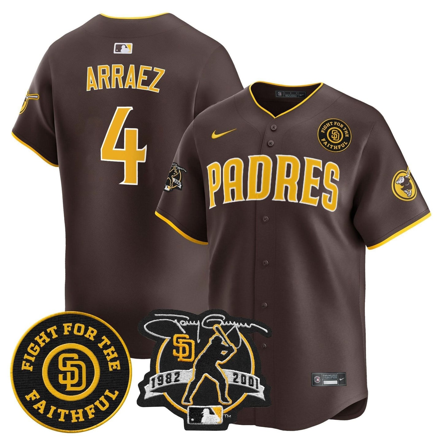 Padres Tony Gwynn & Faithful Patch Vapor Premier Limited Jersey – All Stitched