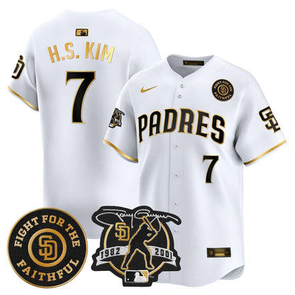 Padres Tony Gwynn & Faithful Patch Vapor Premier Limited Jersey – All Stitched