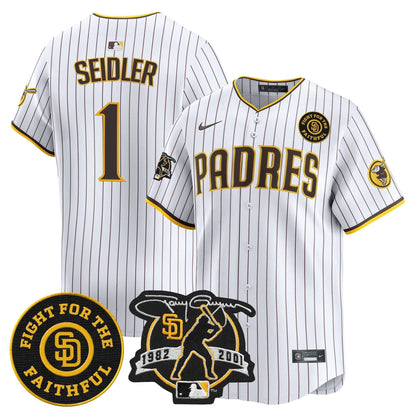 Padres Tony Gwynn & Faithful Patch Vapor Premier Limited Jersey – All Stitched