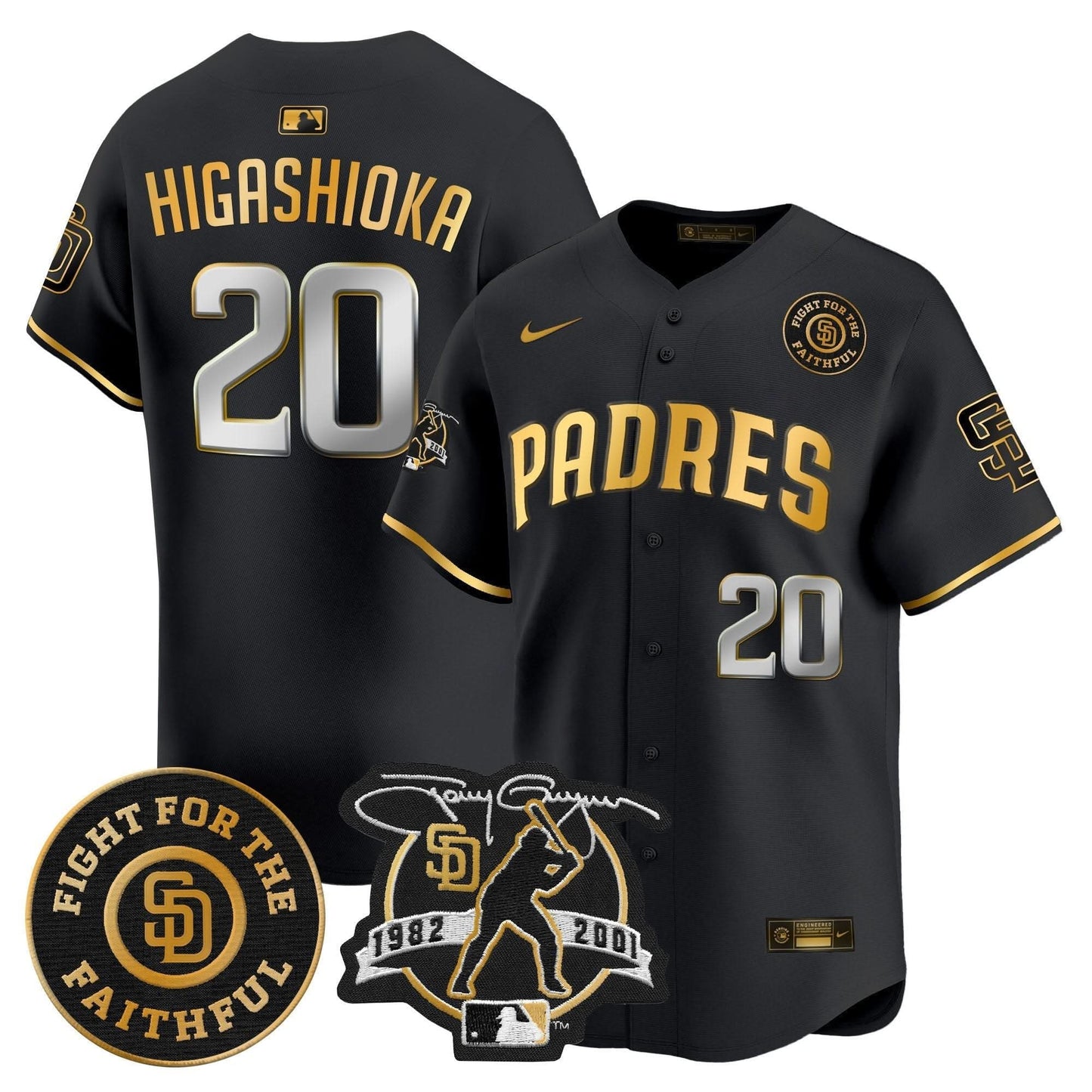 Padres Tony Gwynn & Faithful Patch Vapor Premier Limited Jersey – All Stitched