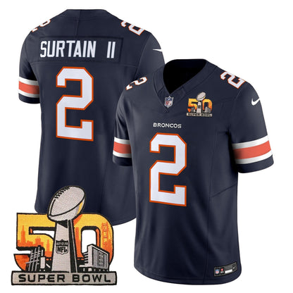 DEN Super Bowl 50 Patch Vapor Limited Jersey - All Stitched