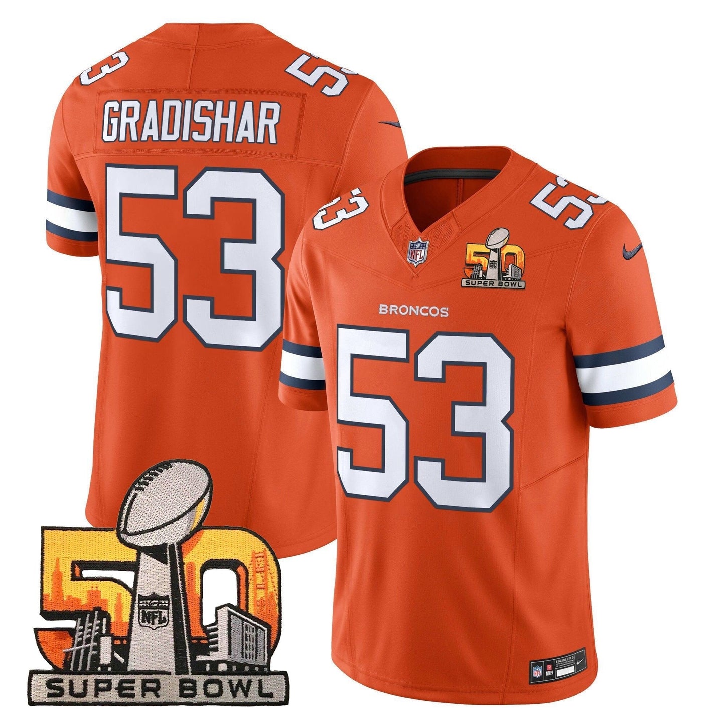 DEN Super Bowl 50 Patch Vapor Limited Jersey - All Stitched