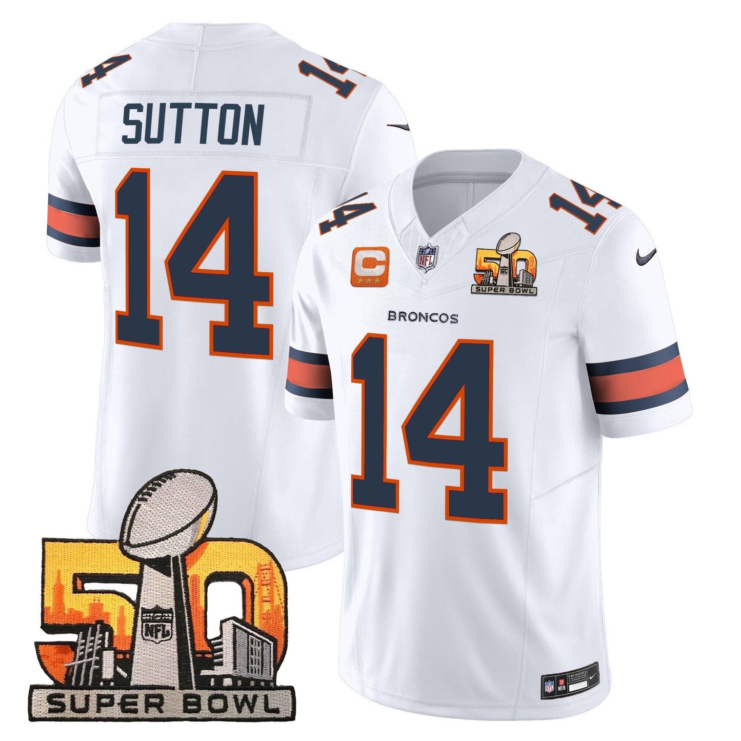 DEN Super Bowl 50 Patch Vapor Limited Jersey - All Stitched