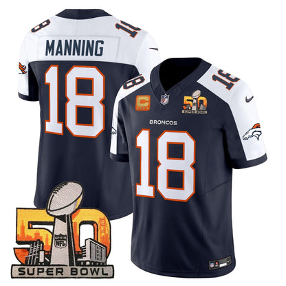 DEN Super Bowl 50 Patch Vapor Limited Jersey - All Stitched