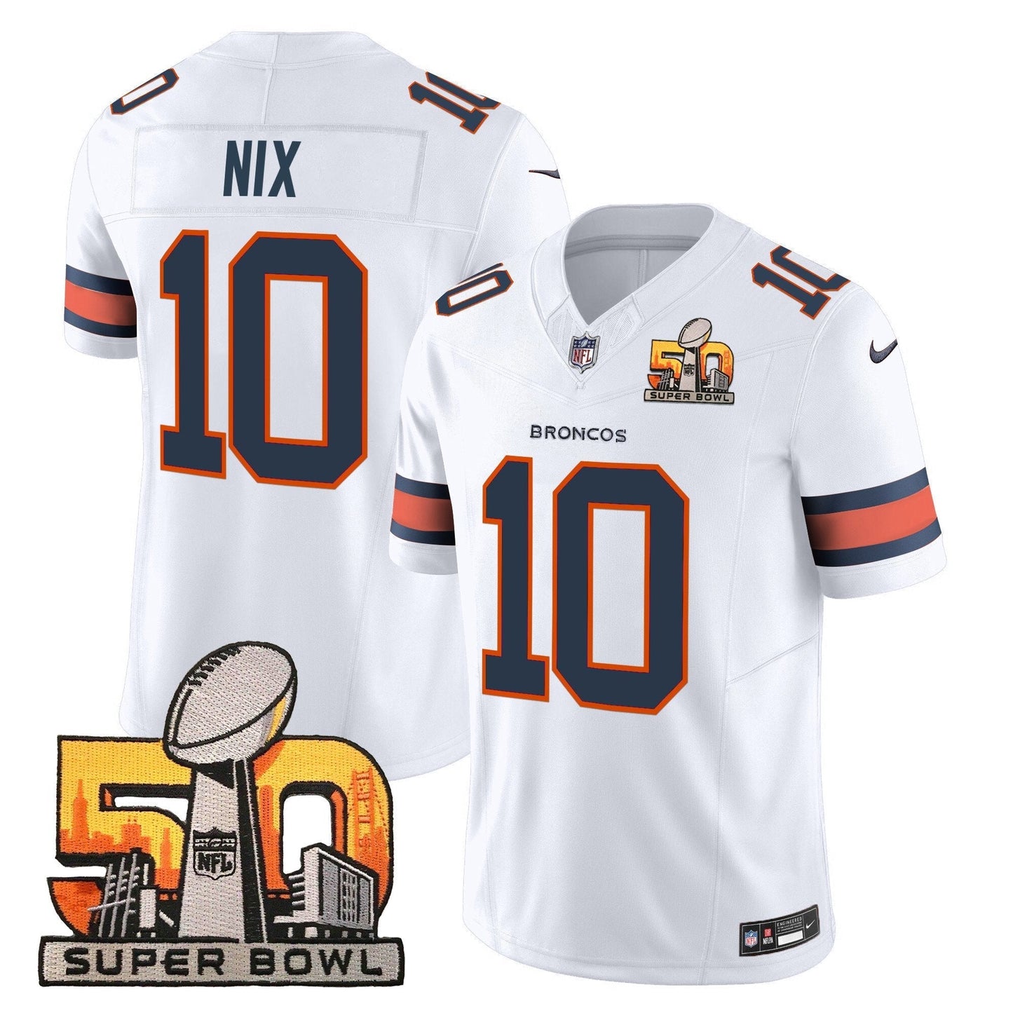DEN Super Bowl 50 Patch Vapor Limited Jersey - All Stitched