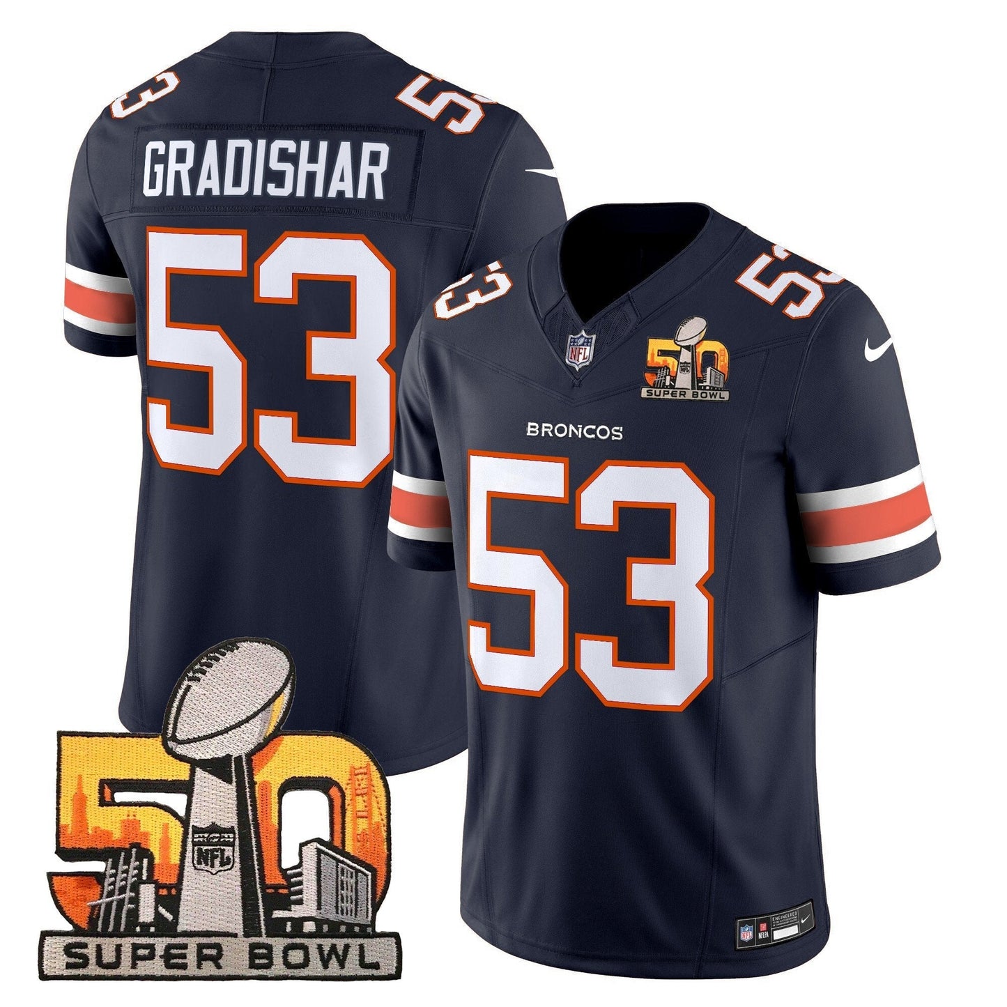 DEN Super Bowl 50 Patch Vapor Limited Jersey - All Stitched