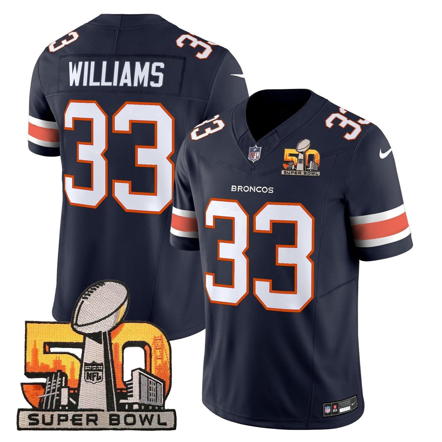 DEN Super Bowl 50 Patch Vapor Limited Jersey - All Stitched