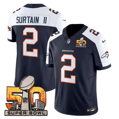 DEN Super Bowl 50 Patch Vapor Limited Jersey - All Stitched