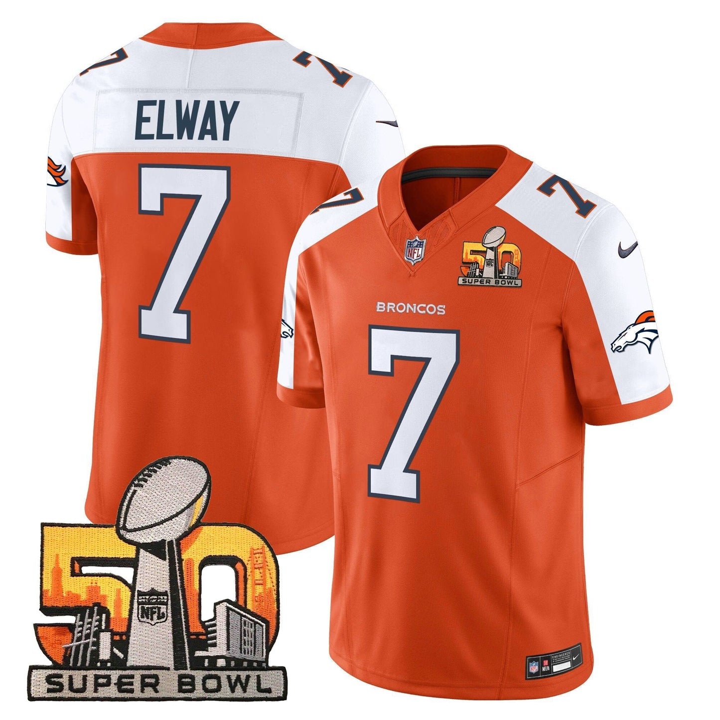 DEN Super Bowl 50 Patch Vapor Limited Jersey - All Stitched