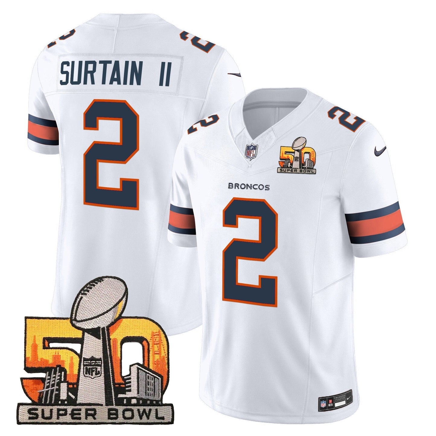 DEN Super Bowl 50 Patch Vapor Limited Jersey - All Stitched