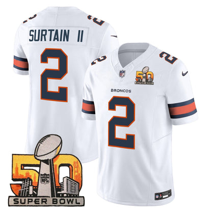 DEN Super Bowl 50 Patch Vapor Limited Jersey - All Stitched