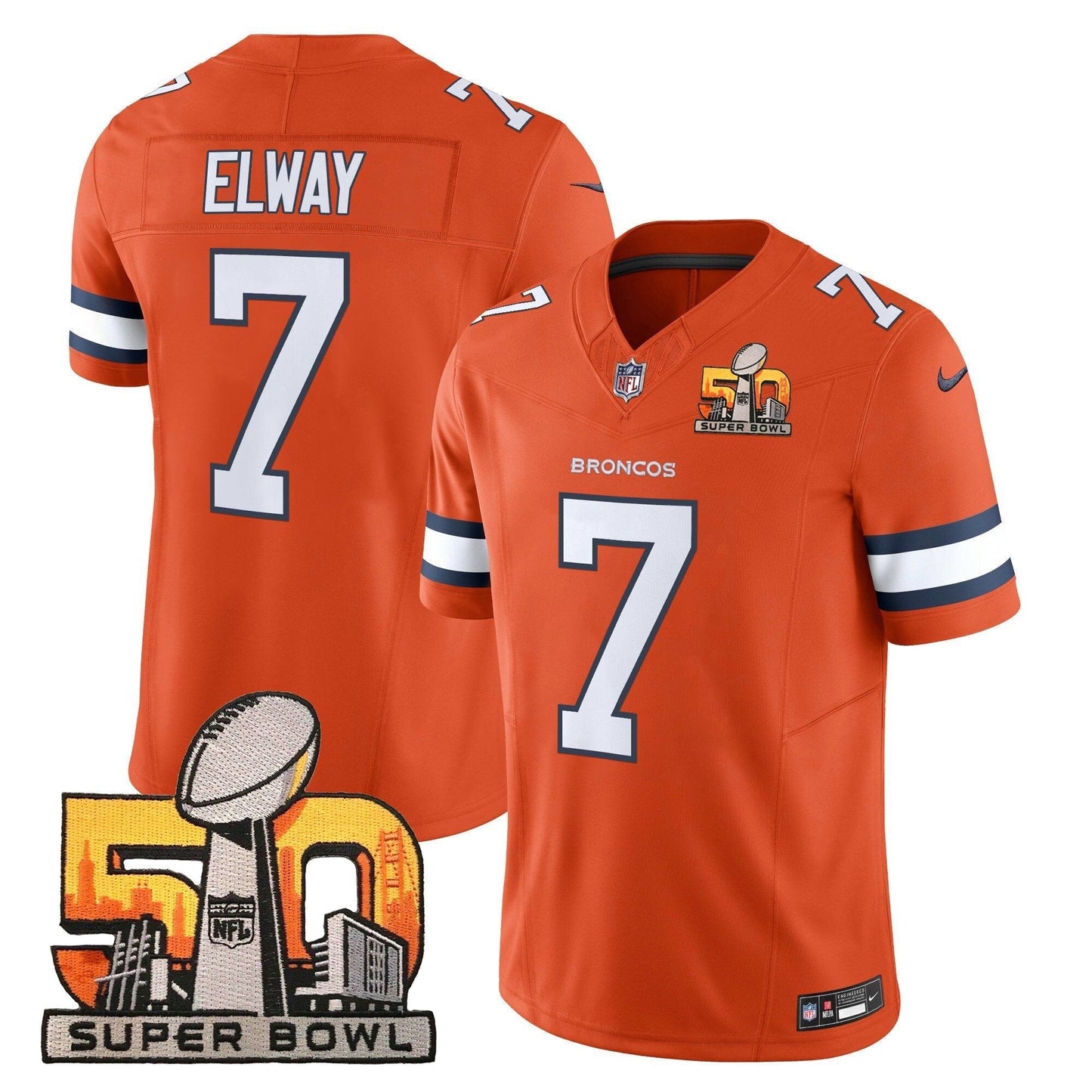 DEN Super Bowl 50 Patch Vapor Limited Jersey - All Stitched