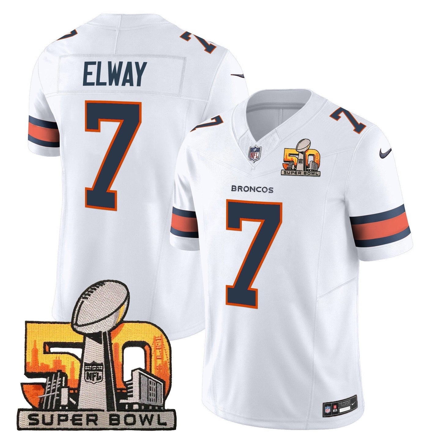 DEN Super Bowl 50 Patch Vapor Limited Jersey - All Stitched