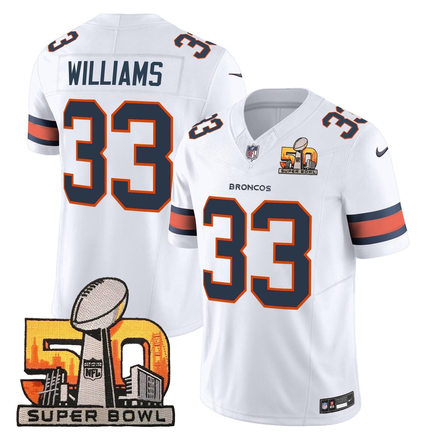 DEN Super Bowl 50 Patch Vapor Limited Jersey - All Stitched