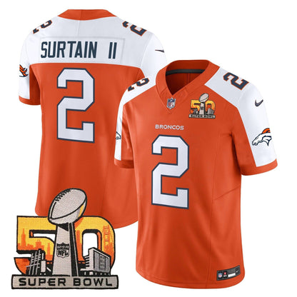DEN Super Bowl 50 Patch Vapor Limited Jersey - All Stitched