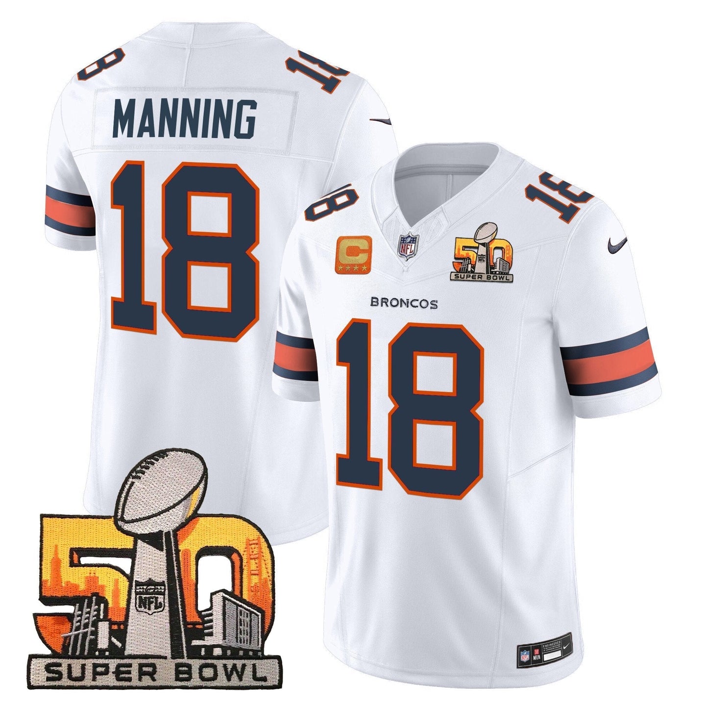 DEN Super Bowl 50 Patch Vapor Limited Jersey - All Stitched