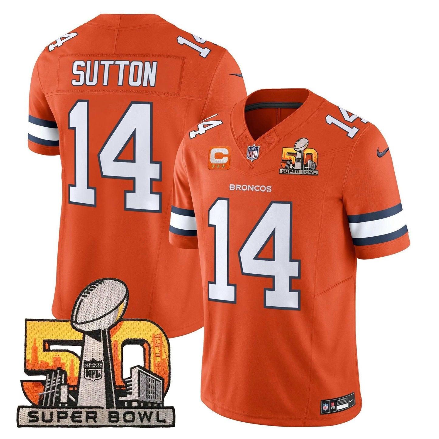DEN Super Bowl 50 Patch Vapor Limited Jersey - All Stitched