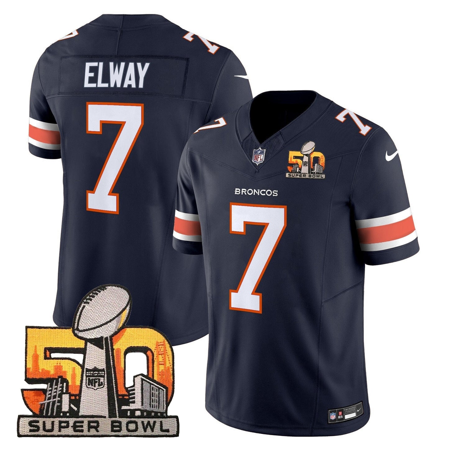 DEN Super Bowl 50 Patch Vapor Limited Jersey - All Stitched