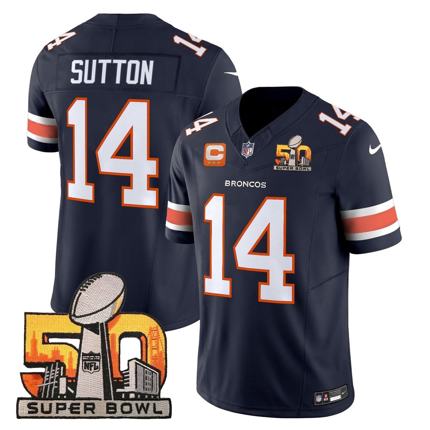 DEN Super Bowl 50 Patch Vapor Limited Jersey - All Stitched