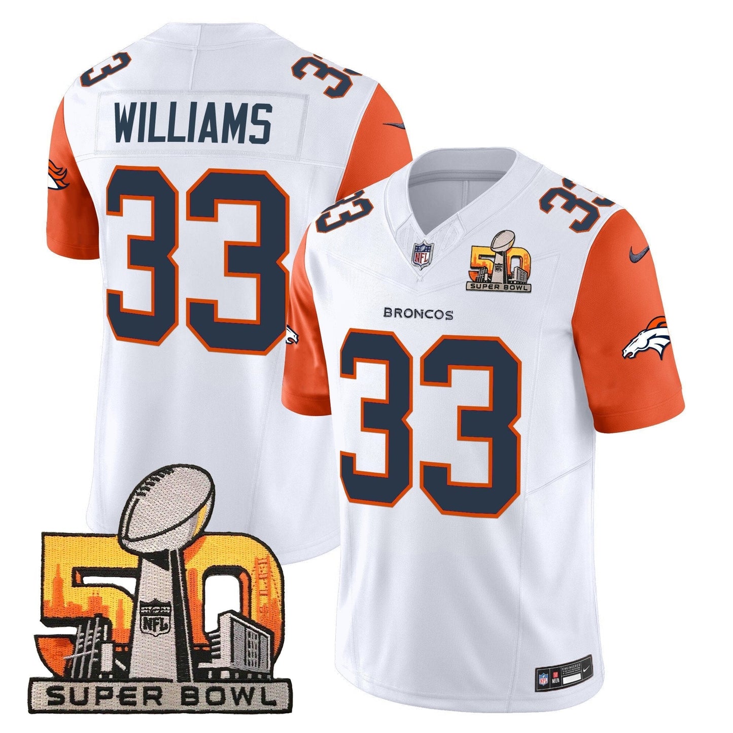 DEN Super Bowl 50 Patch Vapor Limited Jersey - All Stitched