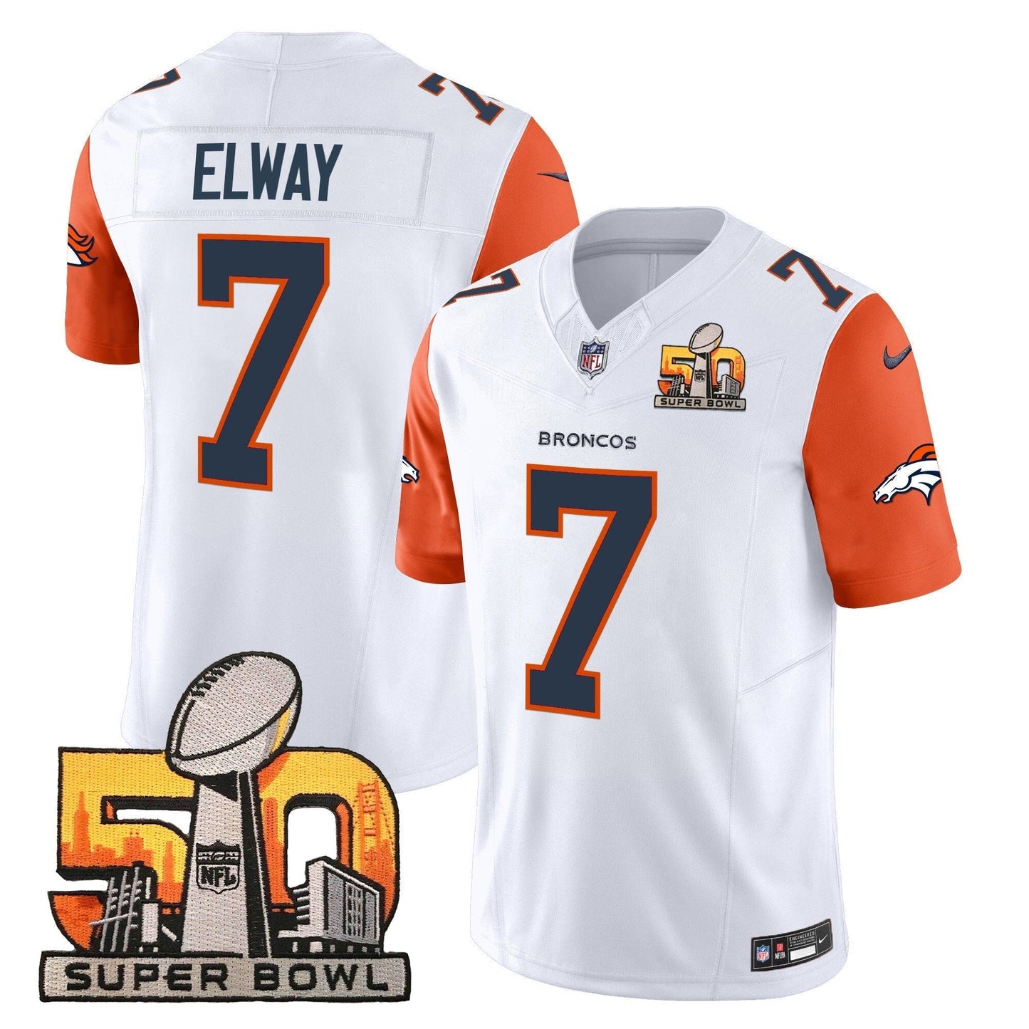 DEN Super Bowl 50 Patch Vapor Limited Jersey - All Stitched