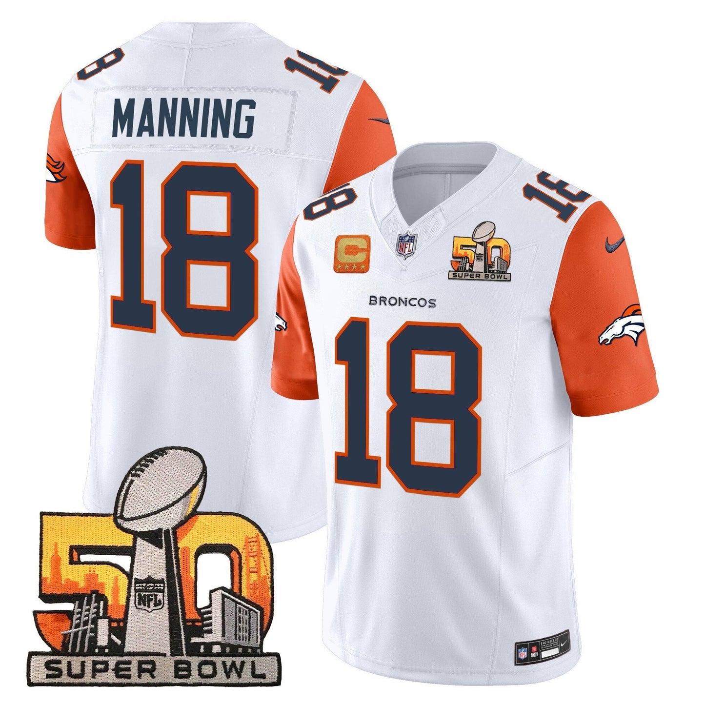 DEN Super Bowl 50 Patch Vapor Limited Jersey - All Stitched
