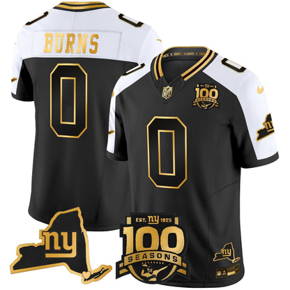 New York Giants 100th Season & State Patch Gold Vapor Limited Jersey - All Stitched