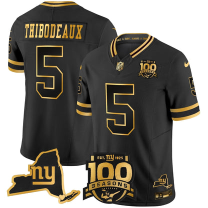 New York Giants 100th Season & State Patch Gold Vapor Limited Jersey - All Stitched