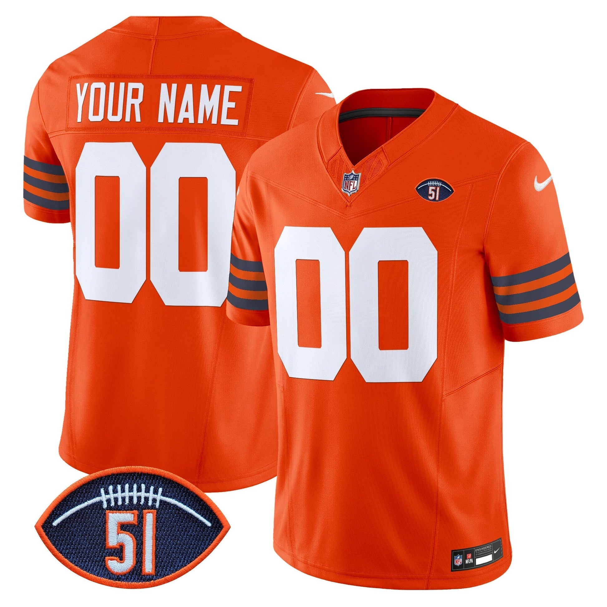 CHI Dick Butkus Patch Throwback Vapor Limited Custom Jersey - All Stitched