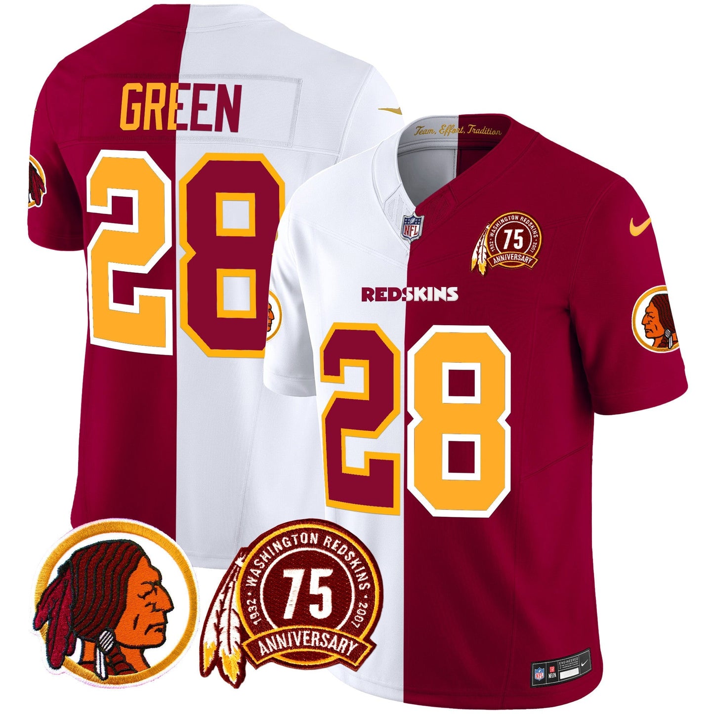 Men's Washington Redskins 75th Patch Throwback Vapor Limited Jersey - All Stitched