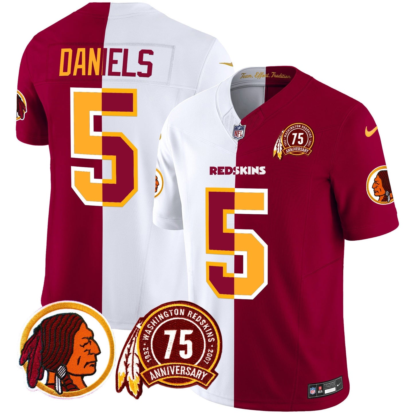 Men's Washington Redskins 75th Patch Throwback Vapor Limited Jersey - All Stitched