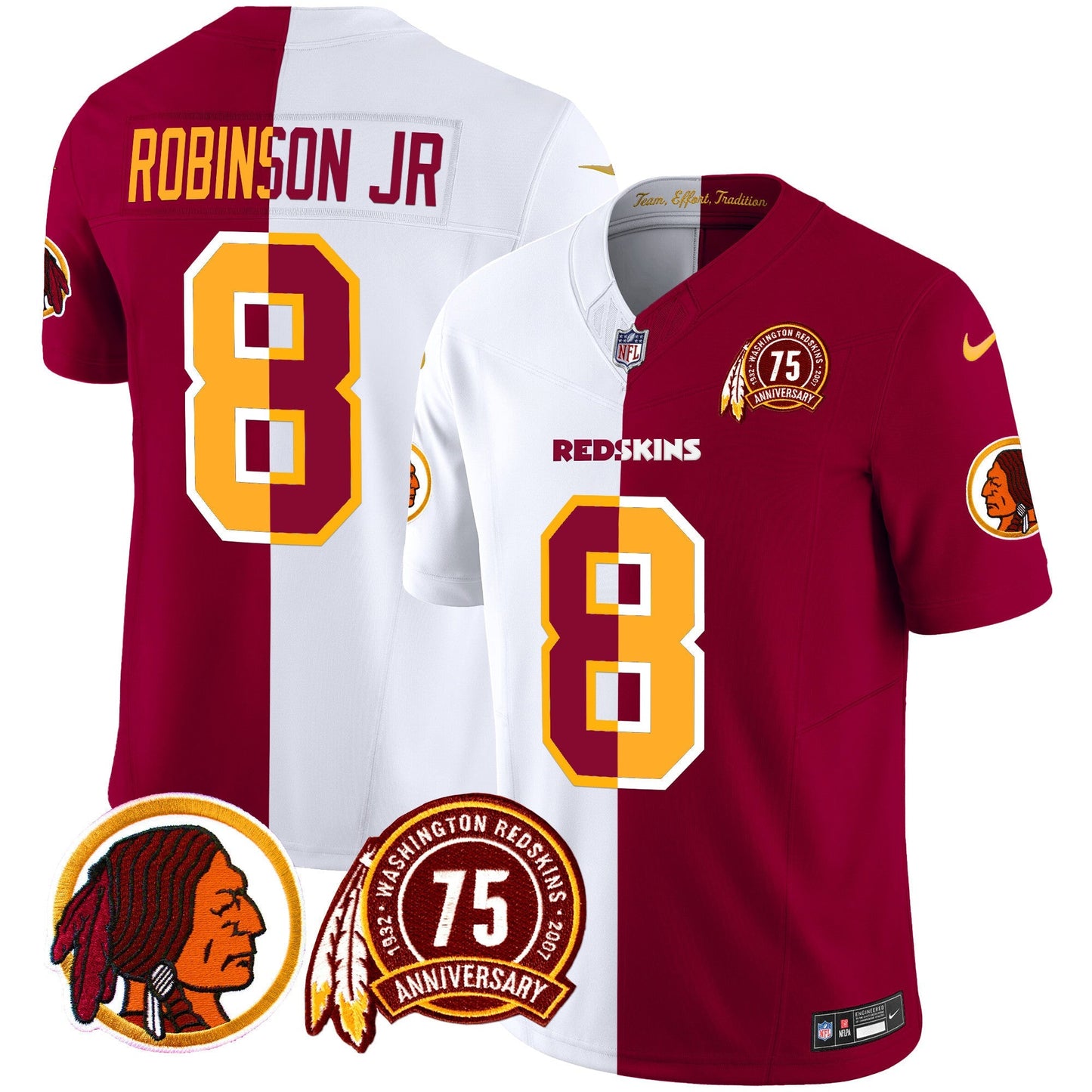 Men's Washington Redskins 75th Patch Throwback Vapor Limited Jersey - All Stitched