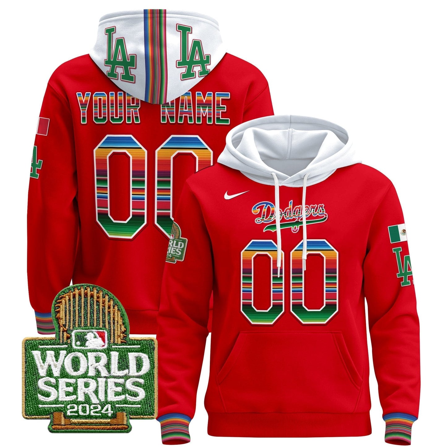 Dodgers Mexico 2024 World Series Custom Pullover Hoodie