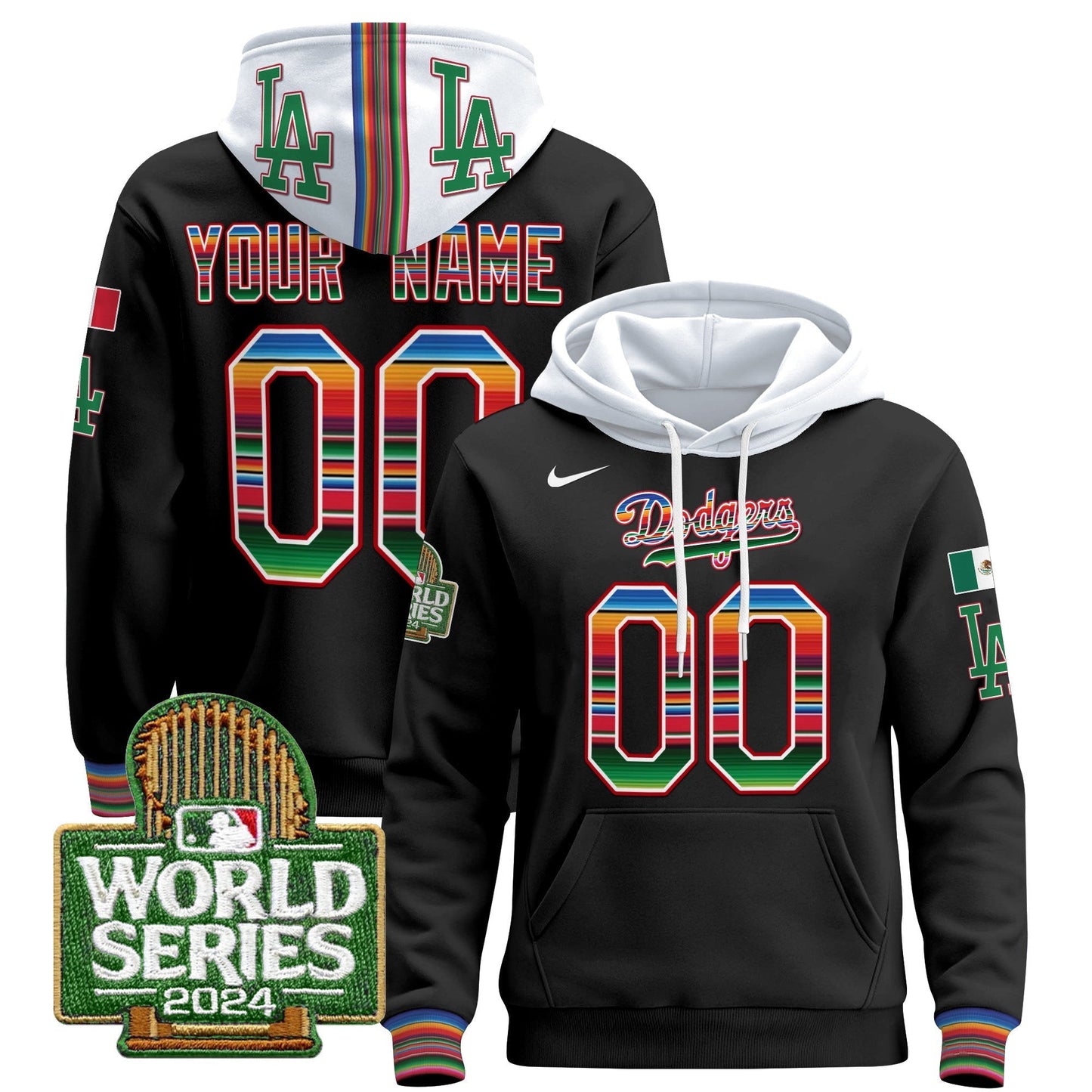 Dodgers Mexico 2024 World Series Custom Pullover Hoodie