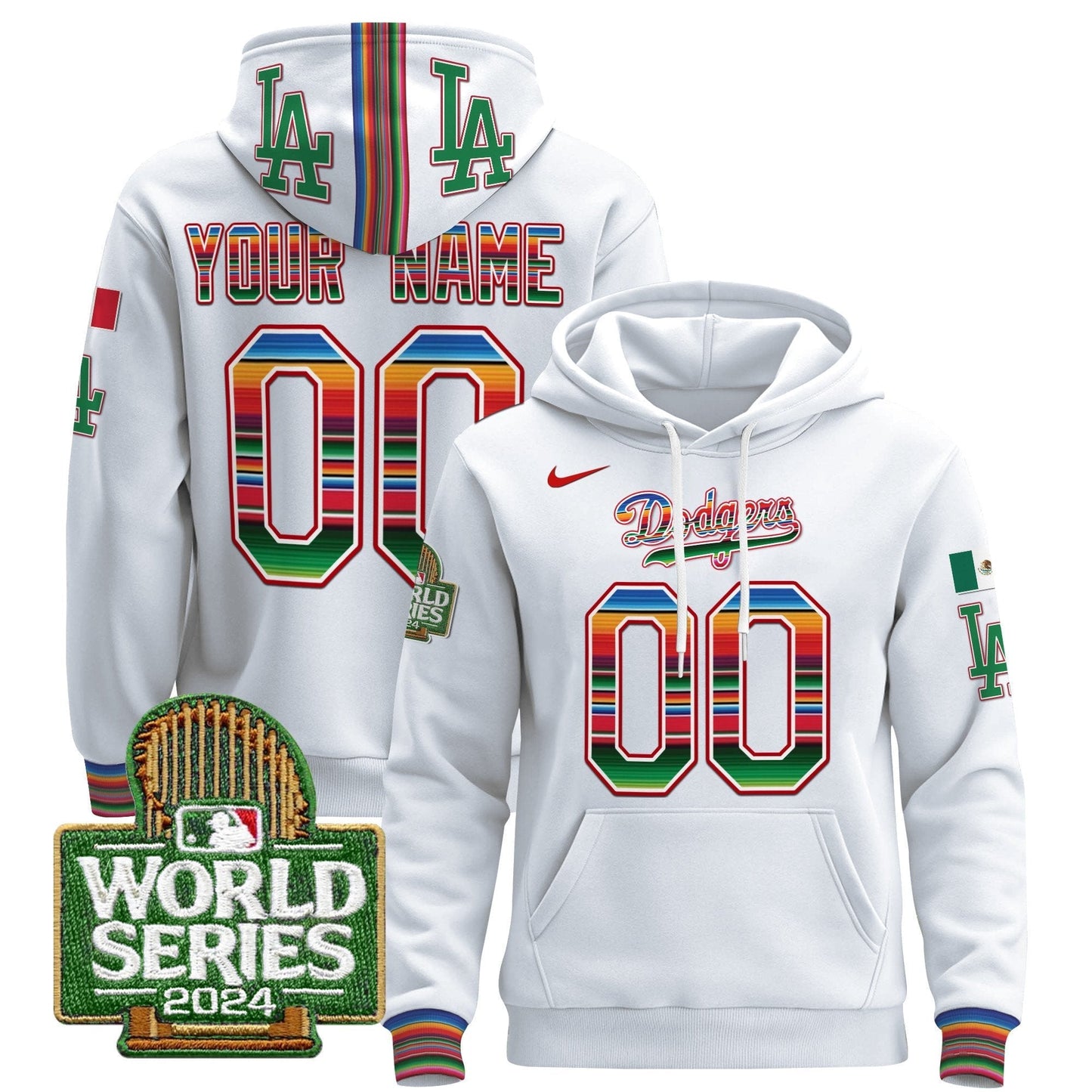 Dodgers Mexico 2024 World Series Custom Pullover Hoodie