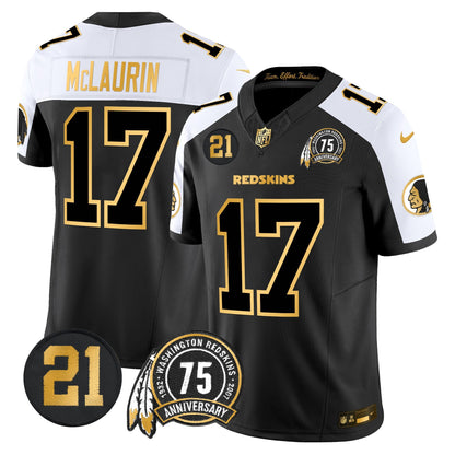 Men's Washington Redskins 75th & Sean Taylor Patch Gold Vapor Limited Jersey - All Stitched