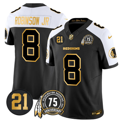 Men's Washington Redskins 75th & Sean Taylor Patch Gold Vapor Limited Jersey - All Stitched