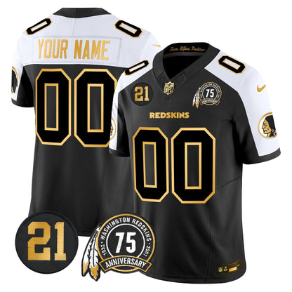 Washington Redskins 75th & Sean Taylor Patch Gold Vapor Limited Custom Jersey - All Stitched