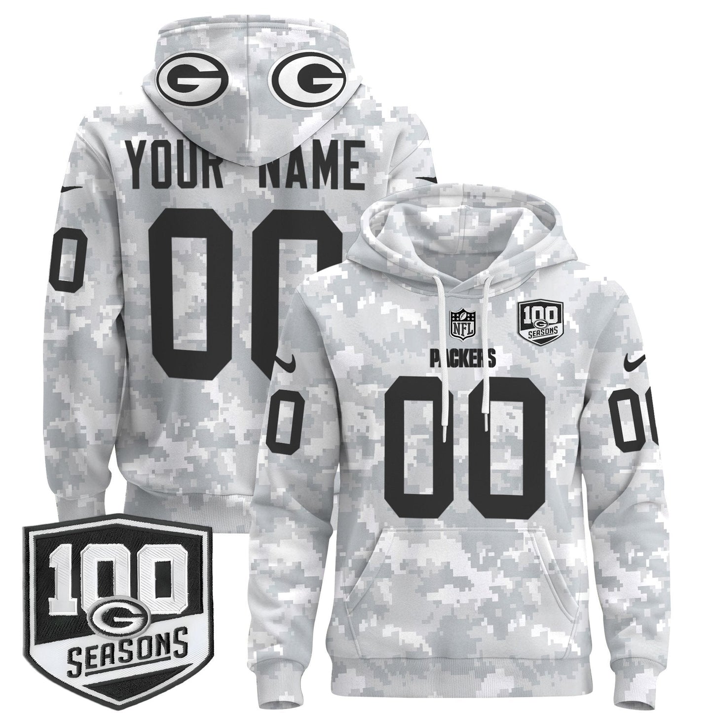 Green Bay Packers Throwback 2024 Salute to Service Custom Pullover Hoodie