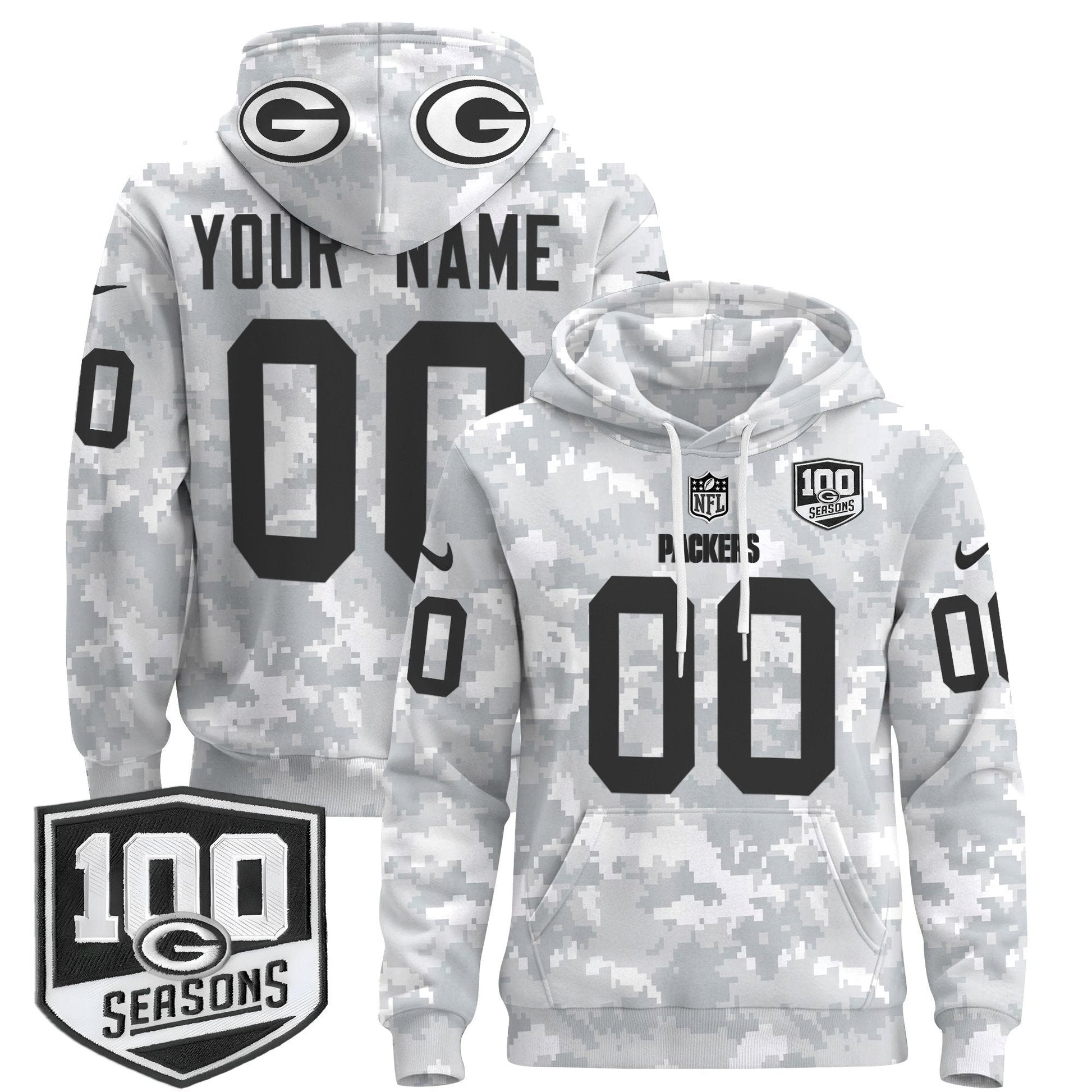 Green Bay Packers Throwback 2024 Salute to Service Custom Pullover Hoodie