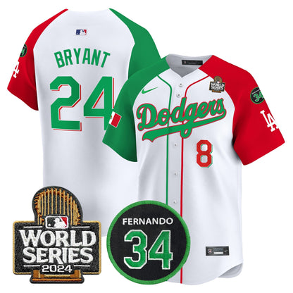 Dodgers Mexico Fernando Memorial & 2024 World Series Patch Vapor Premier Limited Jersey V3 - All Stitched