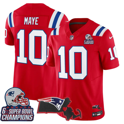 NE 6-Time Champions & Massachusetts Patch Vapor Limited Jersey V3- All Stitched