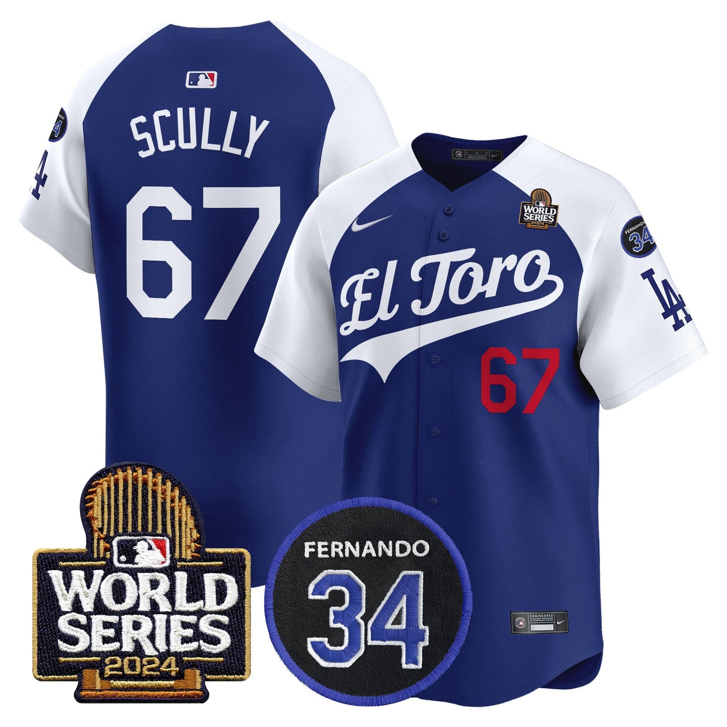 Dodgers El Toro 2024 World Series Patch Vapor Premier Limited Jersey - All Stitched