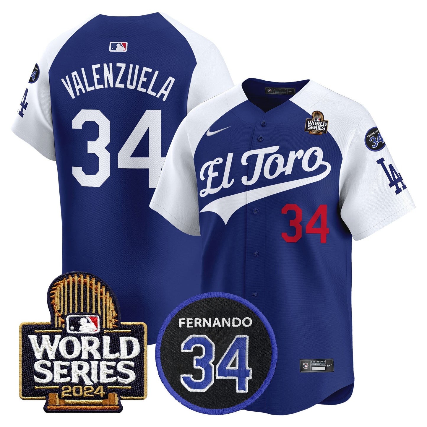 Dodgers El Toro 2024 World Series Patch Vapor Premier Limited Jersey - All Stitched