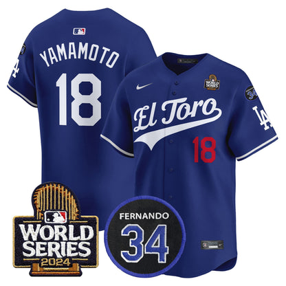 Dodgers El Toro 2024 World Series Patch Vapor Premier Limited Jersey - All Stitched