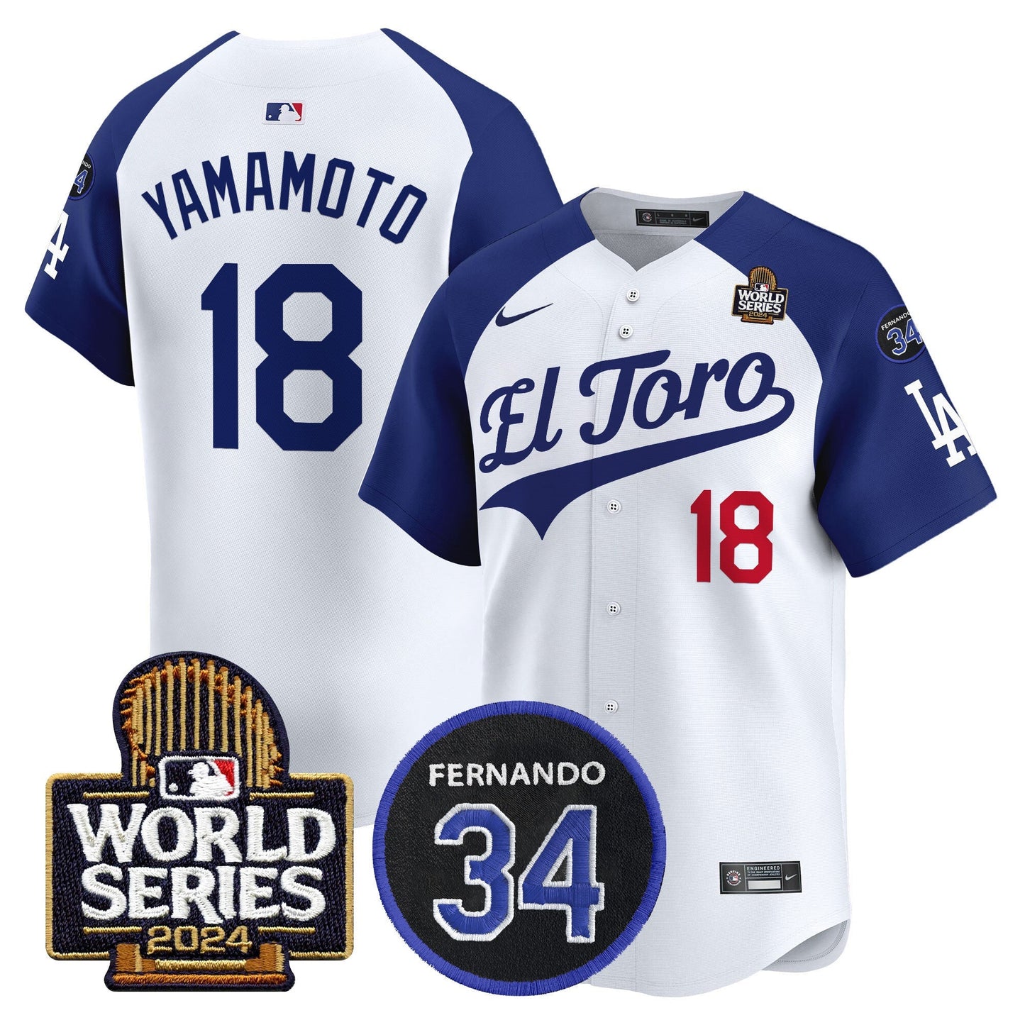 Dodgers El Toro 2024 World Series Patch Vapor Premier Limited Jersey - All Stitched